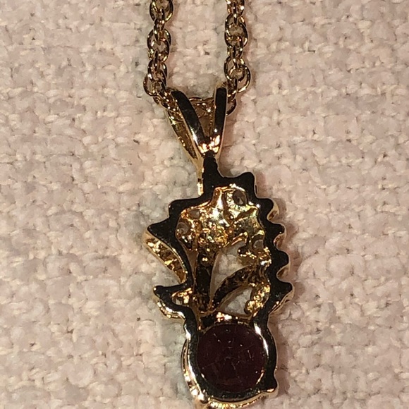 Faux Gold Diamond & Garnet Necklace - Picture 3 of 7
